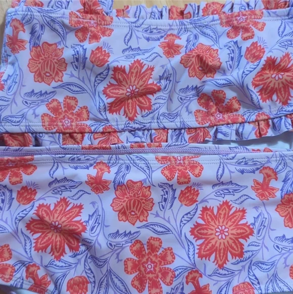 JANIE AND JACK FLORAL SMOCKED BACK 2-PIECE SWIMSUIT - Picture 4 of 12